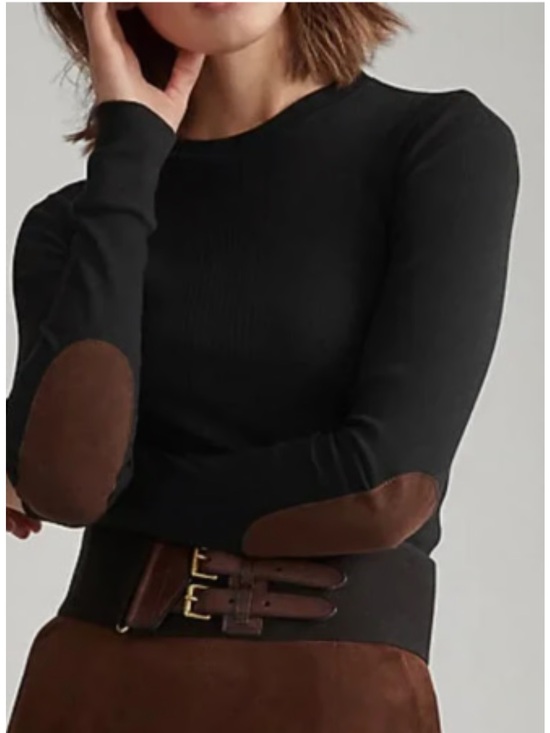 Ralph Lauren Tops - Ralph Lauren equestrian long sleeve top sweater elbow patches suede contrast